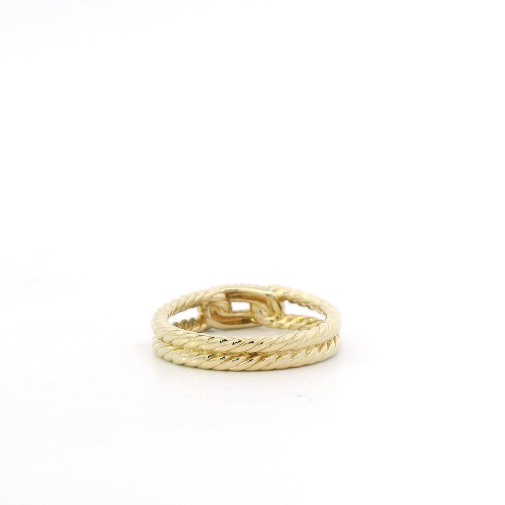 David Yurman 18k Yellow Gold Cable Ring with Pave Diamonds