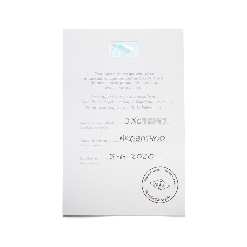 Van Cleef & Arpels Diamond Butterfly Necklace Ref# AR03M400 papers