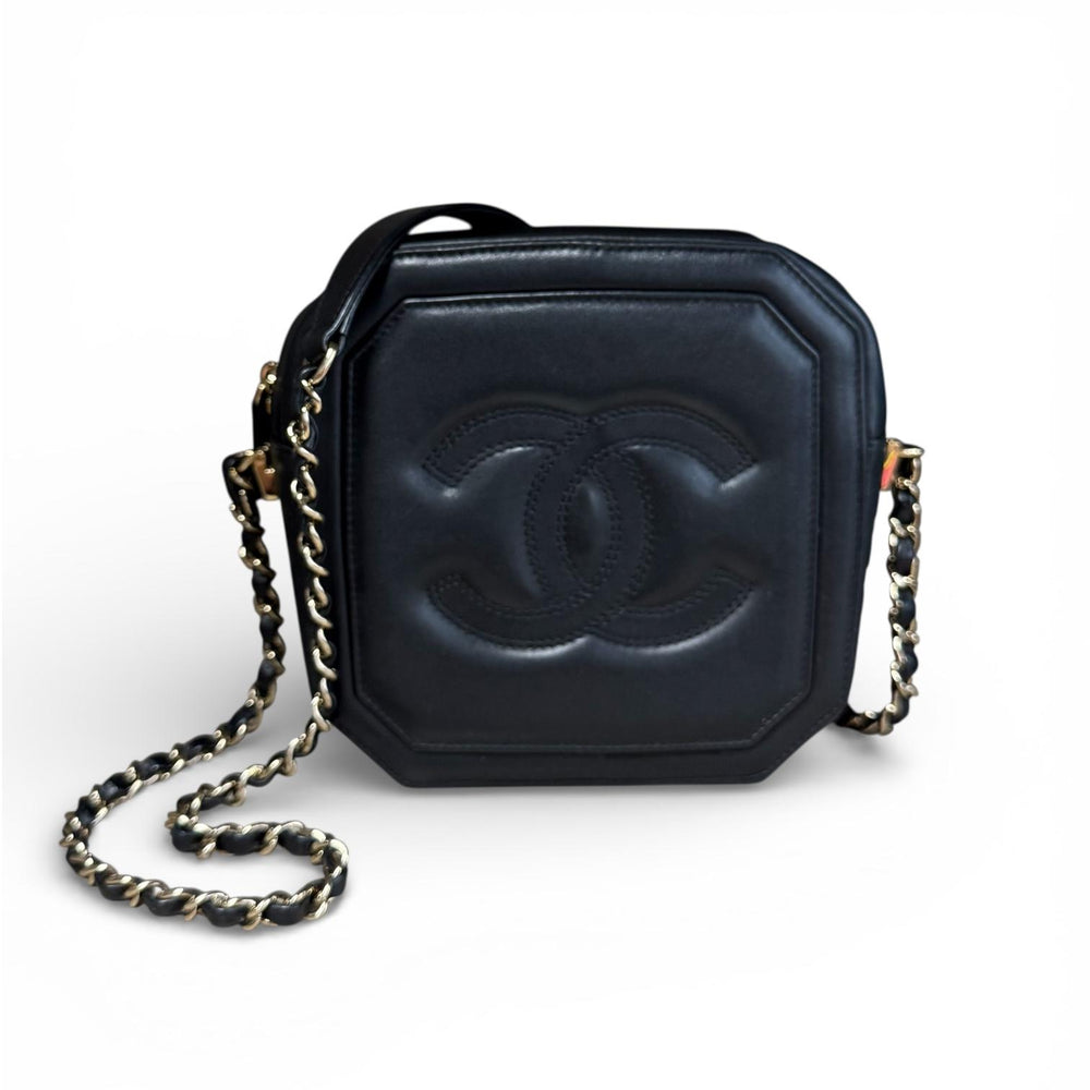 Chanel Black Leather Octagon Camera Bag