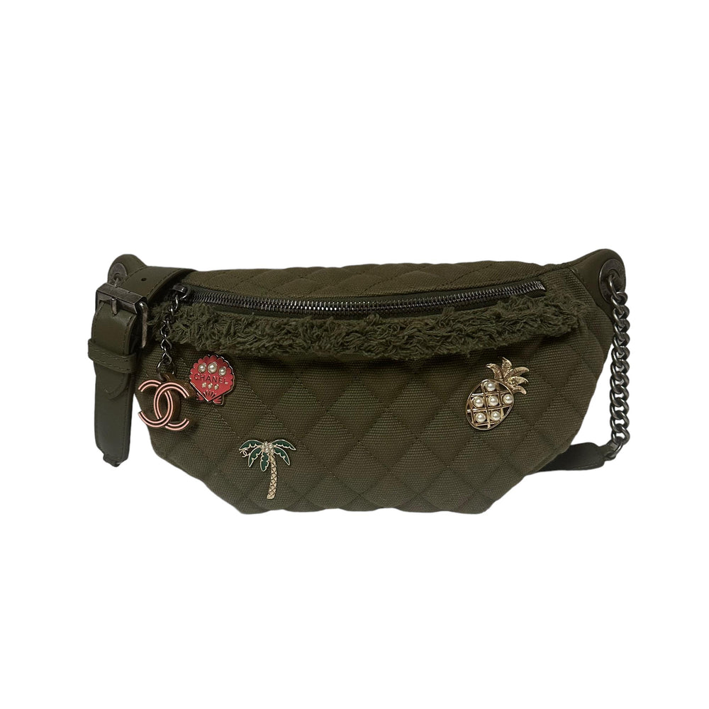 Chanel Cruise Coco Cuba Green Canvas Waist Bag