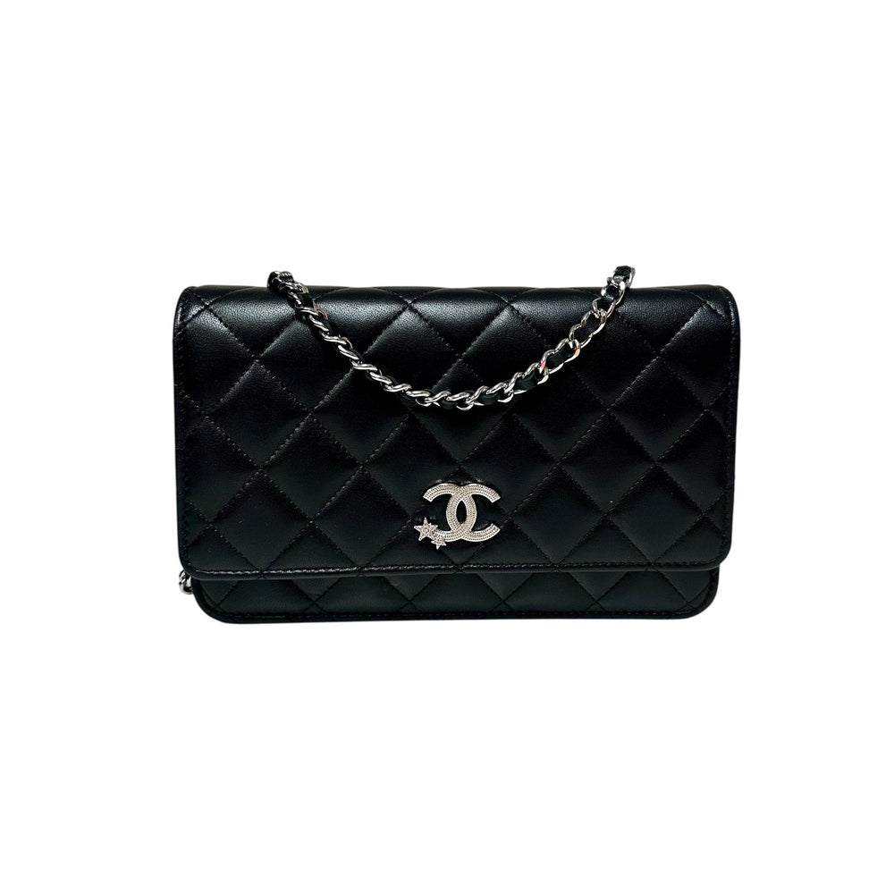 Chanel Black Crystal Star CC Wallet on Chain Crossbody Bag