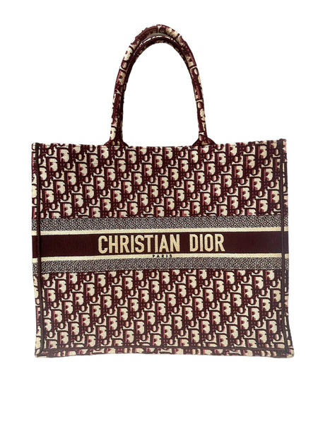 Christian Dior Large Burgundy Oblique Book Tote Bag