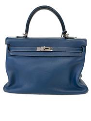 Hermes Blue Togo Leather Kelly 32 Bag with Palladium Hardware (2003)
