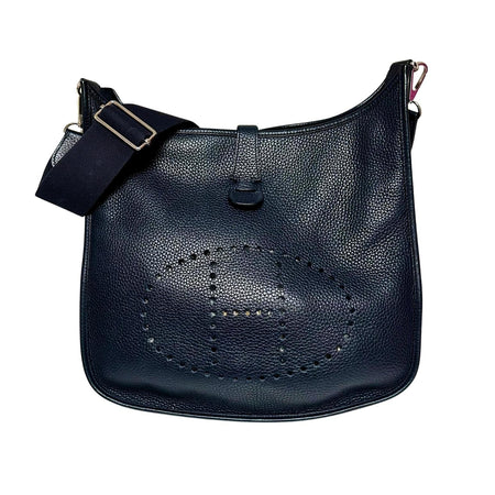 Hermes Evelyne III GM Navy Blue Leather Crossbody Handbag