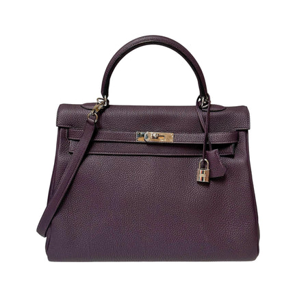 Hermès Kelly 35 Bag in Eggplant Purple with Palladium Hardware (2019)
