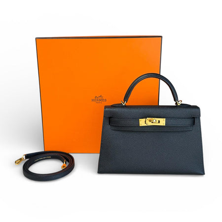 Hermes Mini Kelly 20 in Noir Epsom with Gold Hardware (2023)