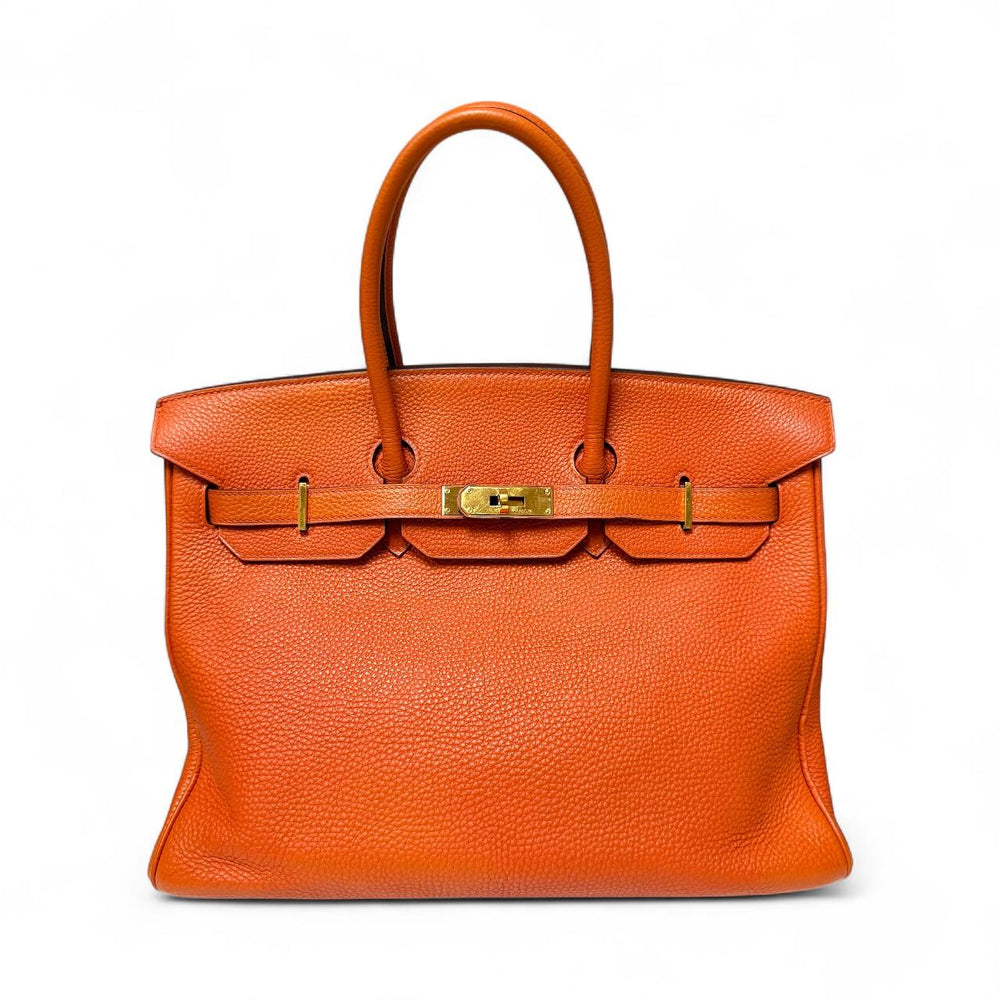 Hermes Orange Birkin 35 Top Handle Bag (2007)