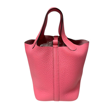 Hermes Rose Clemence Picotin 18cm Pink Leather Handbag