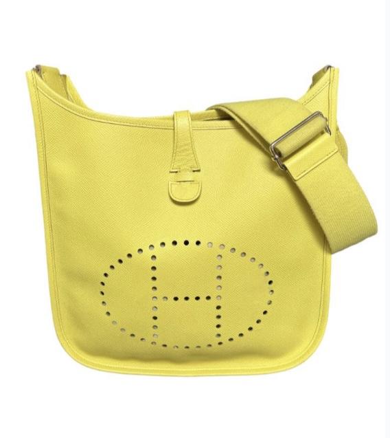 Hermes Lime Evelyne III 29 Crossbody Bag with Palladium Hardware