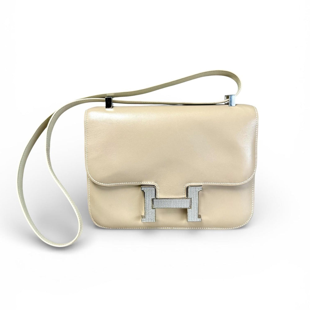Hermes Constance 23 in Beige Swift Leather & Palladium Guilloche Hardware