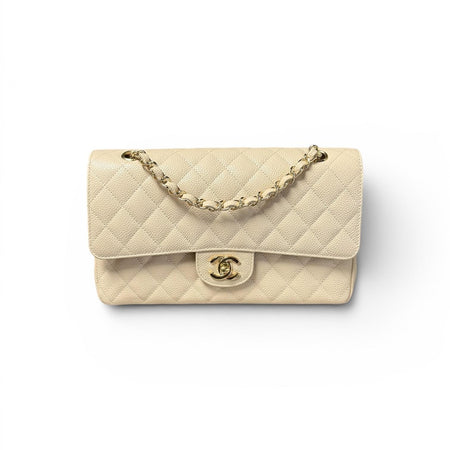 Chanel Medium Classic Double Flap Bag in Beige Caviar