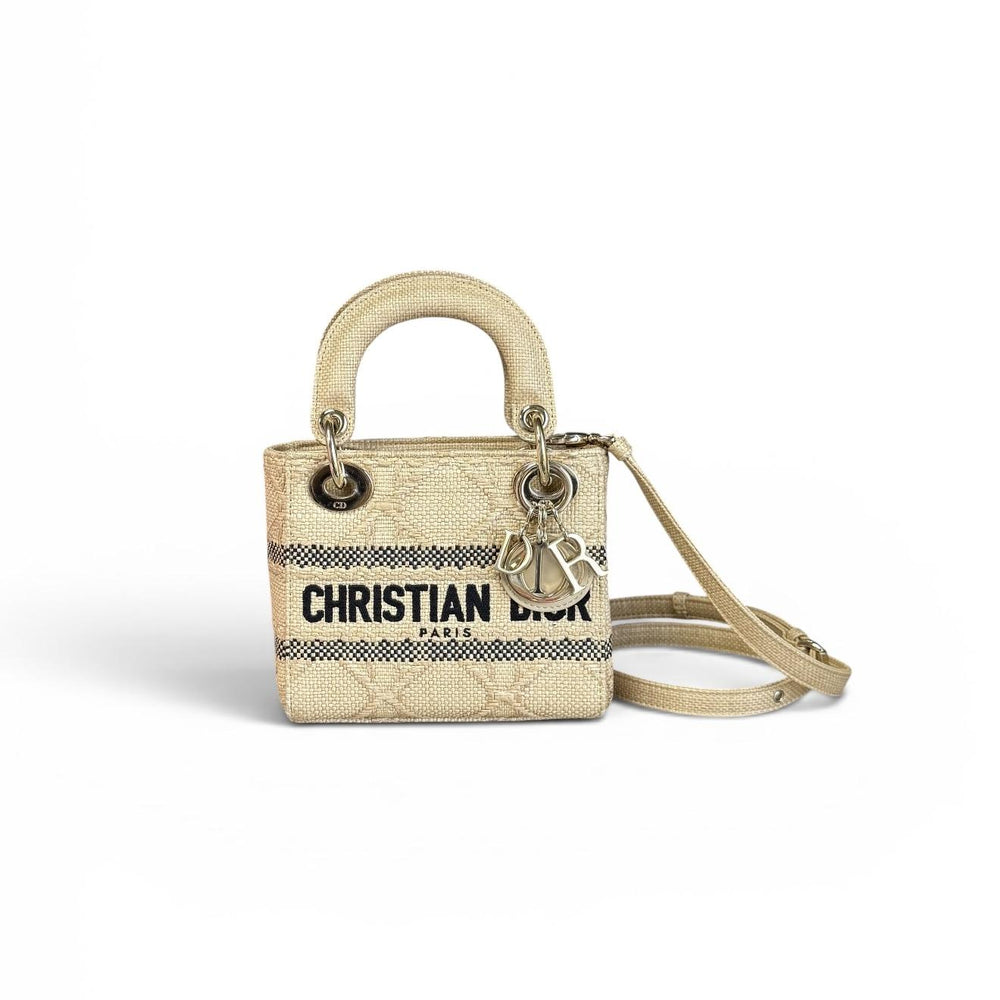 Christian Dior Raffia Mini Lady D-Lite Bag
