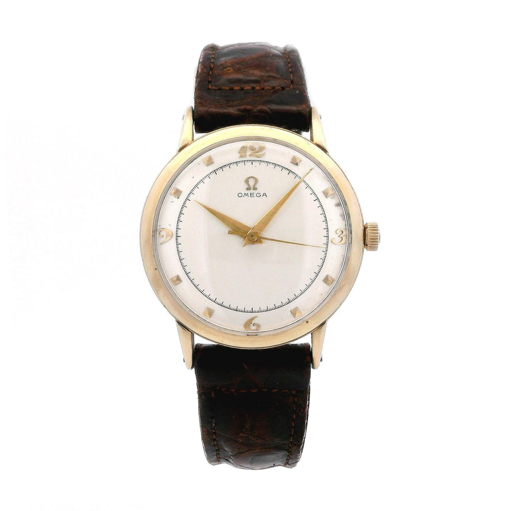 Omega Bumper 33mm 14k Yellow Gold / Leather Band