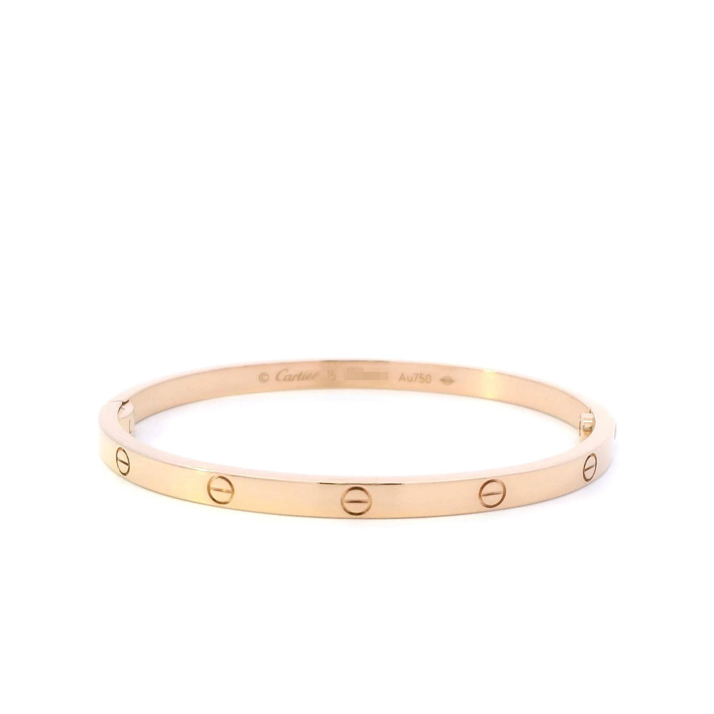 Cartier Thin Love Bracelet 18k Rose Gold Size 15