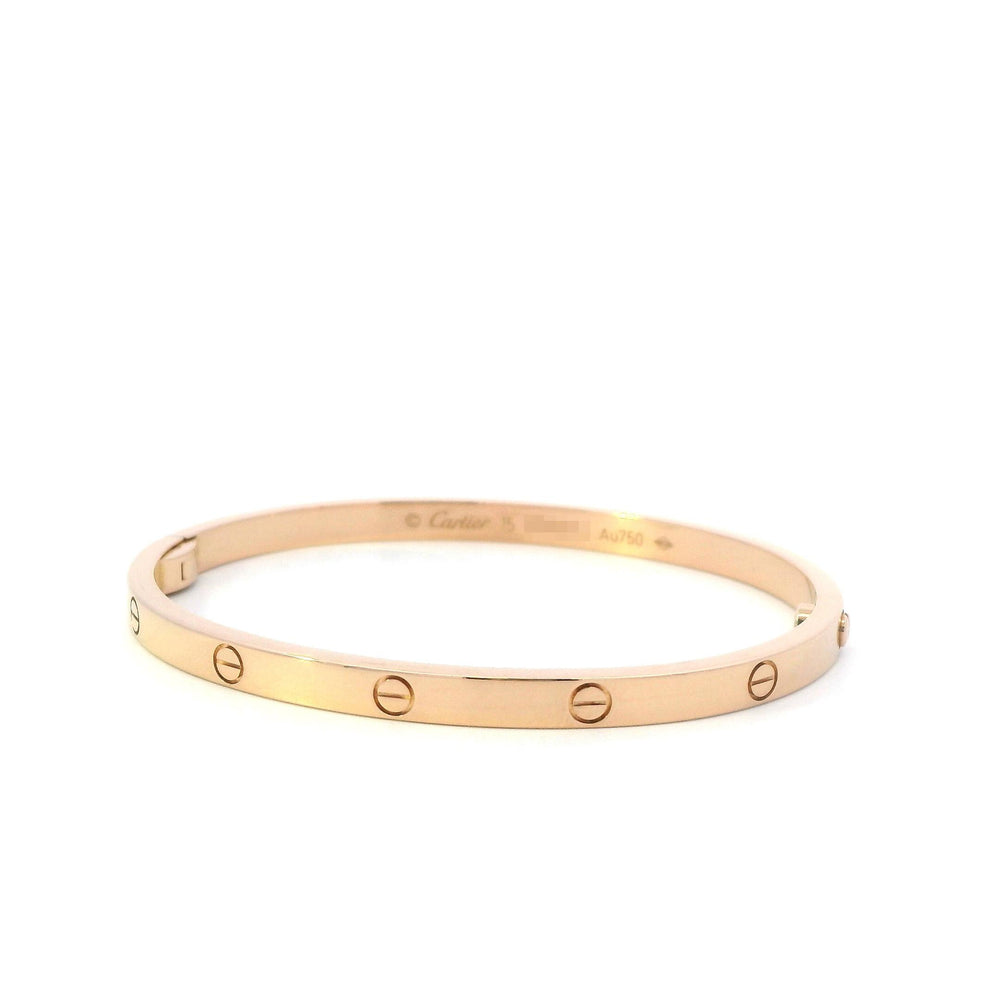 Cartier Thin Love Bracelet 18k Rose Gold Size 15