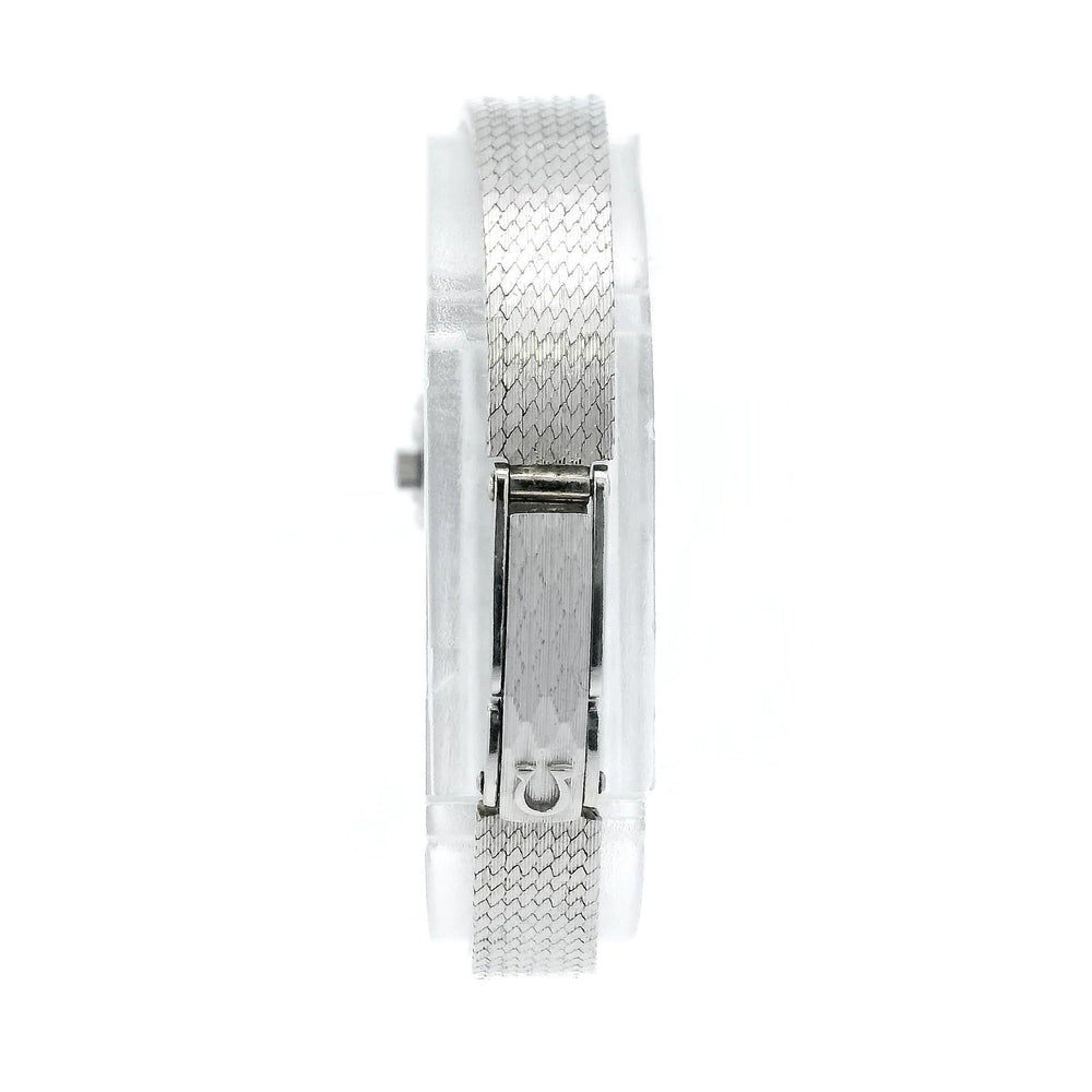 Omega Lady Dress 18k White Gold Diamond Bezel