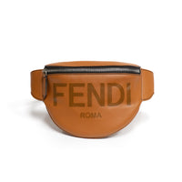 Fendi Vitello Grace Light Logo embossed Small Belt Bag in Brandy