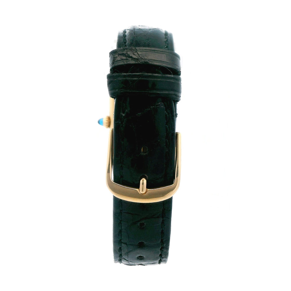 Cartier Tank Small Gold Plated Black Leather Band