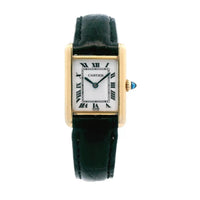 Cartier Tank Small Gold Plated Black Leather Band