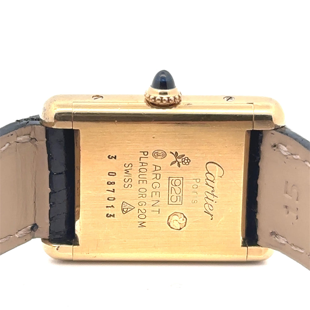 Cartier Tank Small Gold Plated Black Leather Band