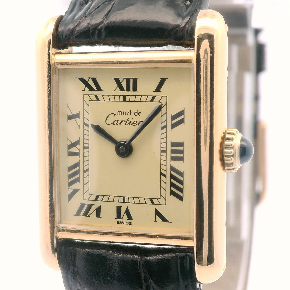 Cartier Tank 20mm 18k Yellow Gold on Leather