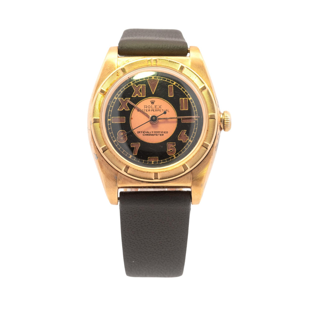 Rolex Bubble Back 32mm Yellow Gold 2940 Custom Band Off Center Dial