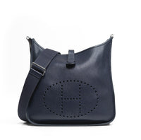 Hermes Evelyne III GM Navy Blue Leather Crossbody Handbag