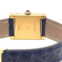Cartier Tank 18k Gold Watch with Blue Leather Band  028453