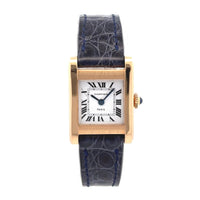 Cartier Tank 18k Gold Watch with Blue Leather Band  028453