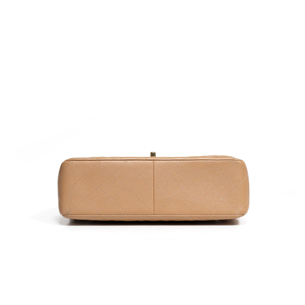 CHANEL Beige Classic Jumbo Double Flap Bag with Gold Hardware