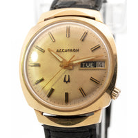 Bulova Accutron Quartz Day Date 14k Gold Filled Original Band