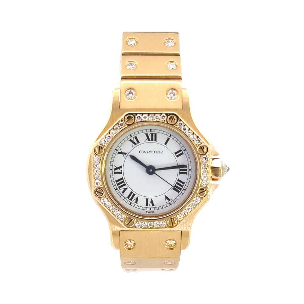 Cartier Santos 18k Yellow Gold Diamond