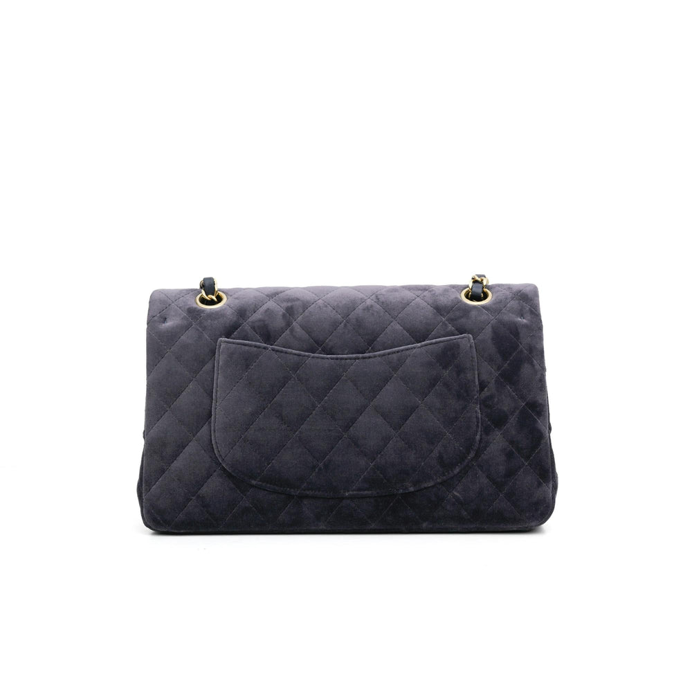 Chanel Blue Suede Classic Medium Double Flap Bag with Gold Hardware