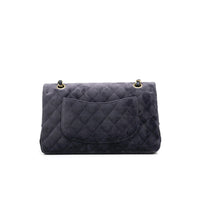 Chanel Blue Suede Classic Medium Double Flap Bag with Gold Hardware