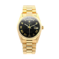 Rolex Day-Date 36mm YG Black Pyramid Dial 18238