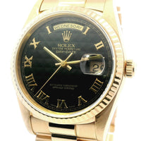 Rolex Day-Date 36mm YG Black Pyramid Dial 18238
