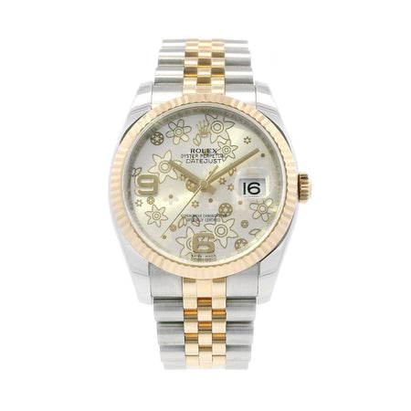 Rolex Datejust 18k YG/SS 36mm 116233 Floral Dial
