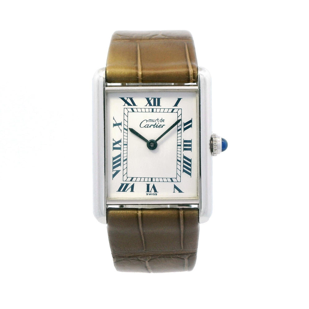 Cartier Tank Silver on Tan Leather band 1616
