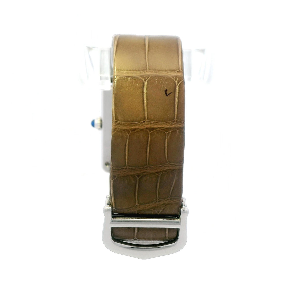 Cartier Tank Silver on Tan Leather band 1616