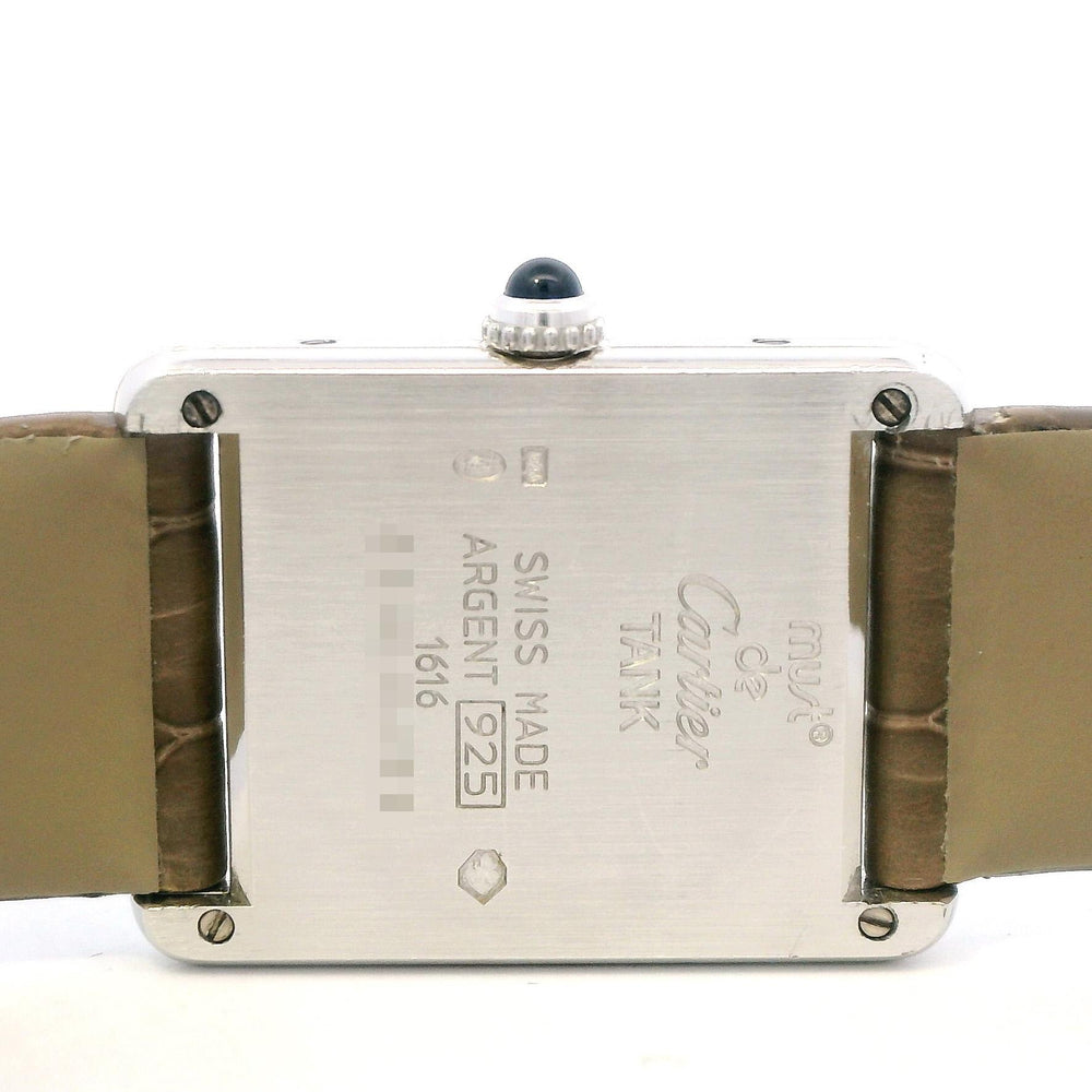 Cartier Tank Silver on Tan Leather band 1616
