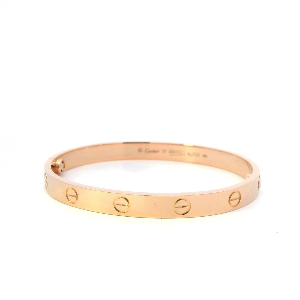 Cartier Love Bracelet 18K Rose Gold Sz 17
