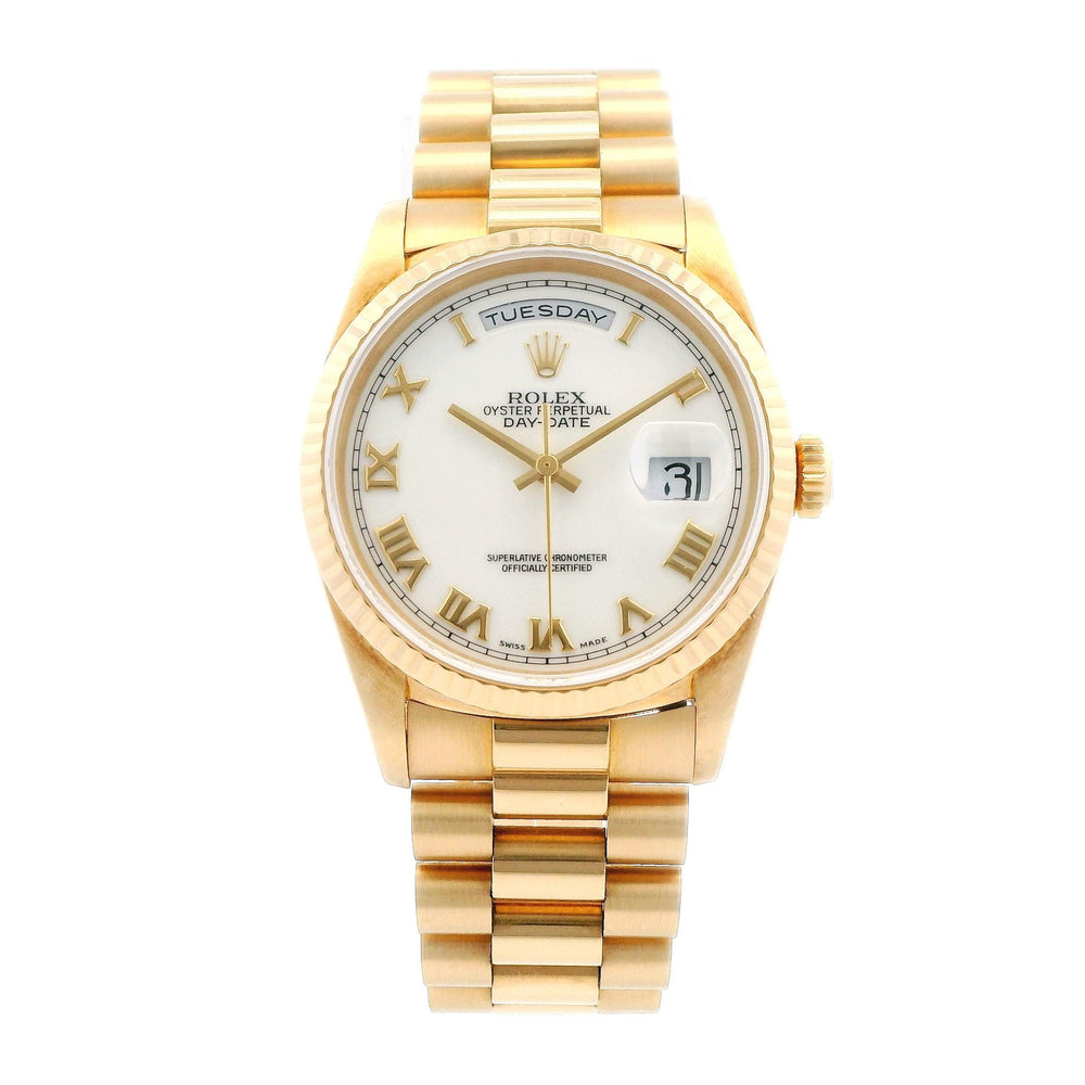 Rolex Day-Date 18k YG White Dial 36mm 18238
