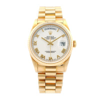 Rolex Day-Date 18k YG White Dial 36mm 18238
