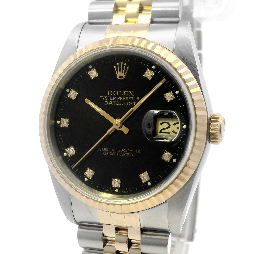Rolex Datejust SS/YG 36mm Black Diamond Dial