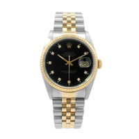 Rolex Datejust SS/YG 36mm Black Diamond Dial