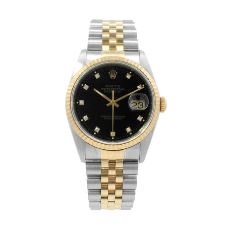 Rolex Datejust SS/YG 36mm Black Diamond Dial
