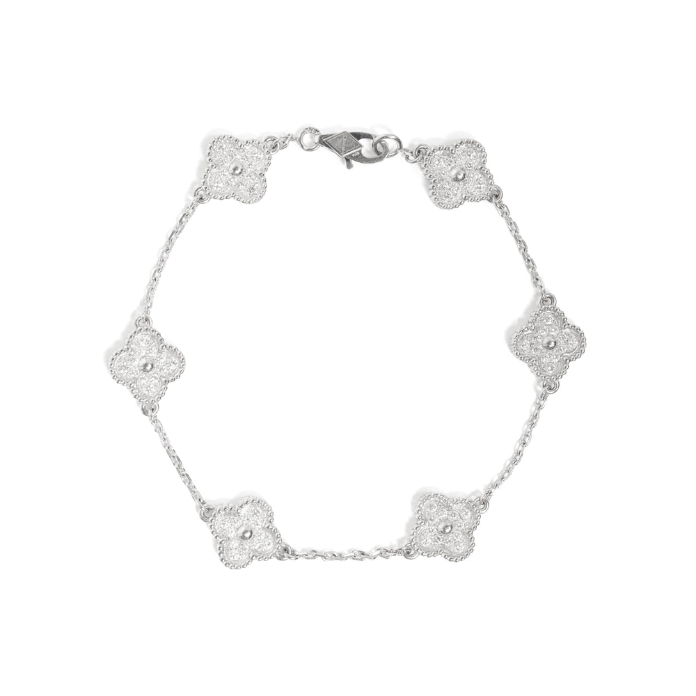 Van Cleef & Arpels Sweet Alhambra 6 motif 18KWG Bracelet w/Dia