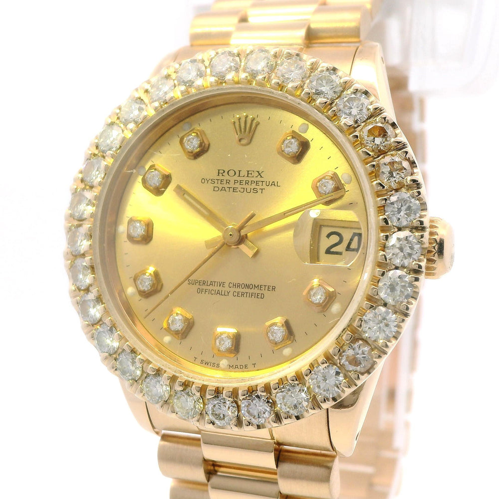 Rolex 31mm Datejust 18ky Diamond Bezel 6827