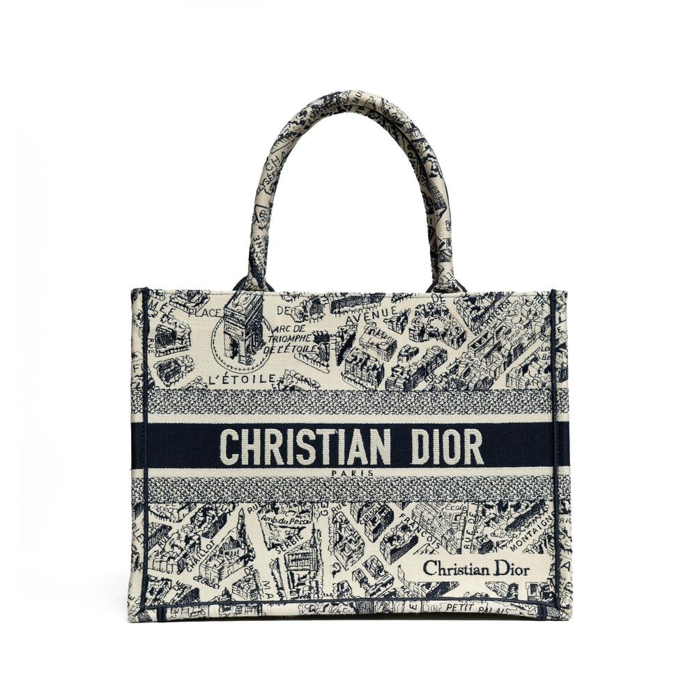 Christian Dior Medium Book Tote in Blue Embroidery