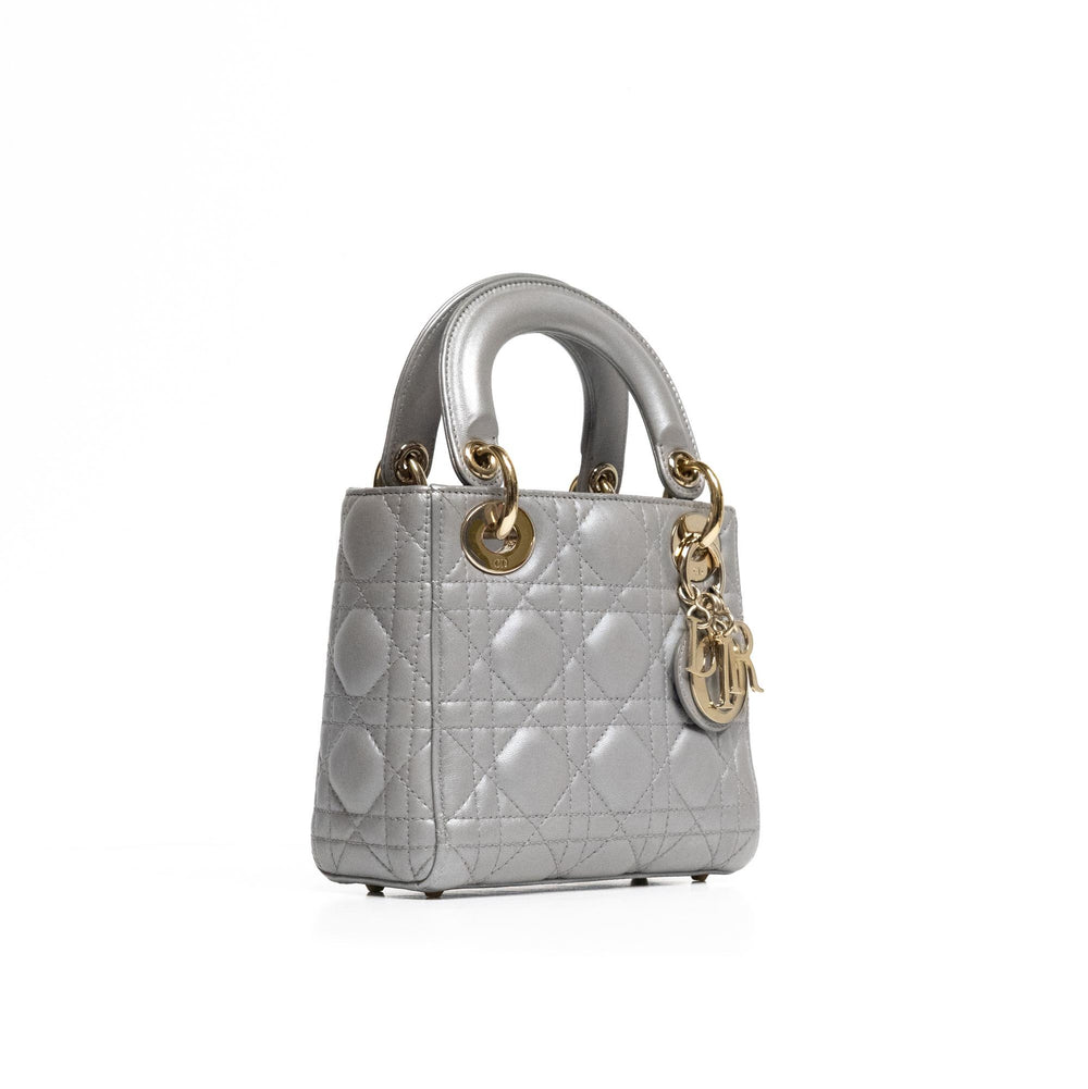 Christian Dior Silver Mini Lady Bag